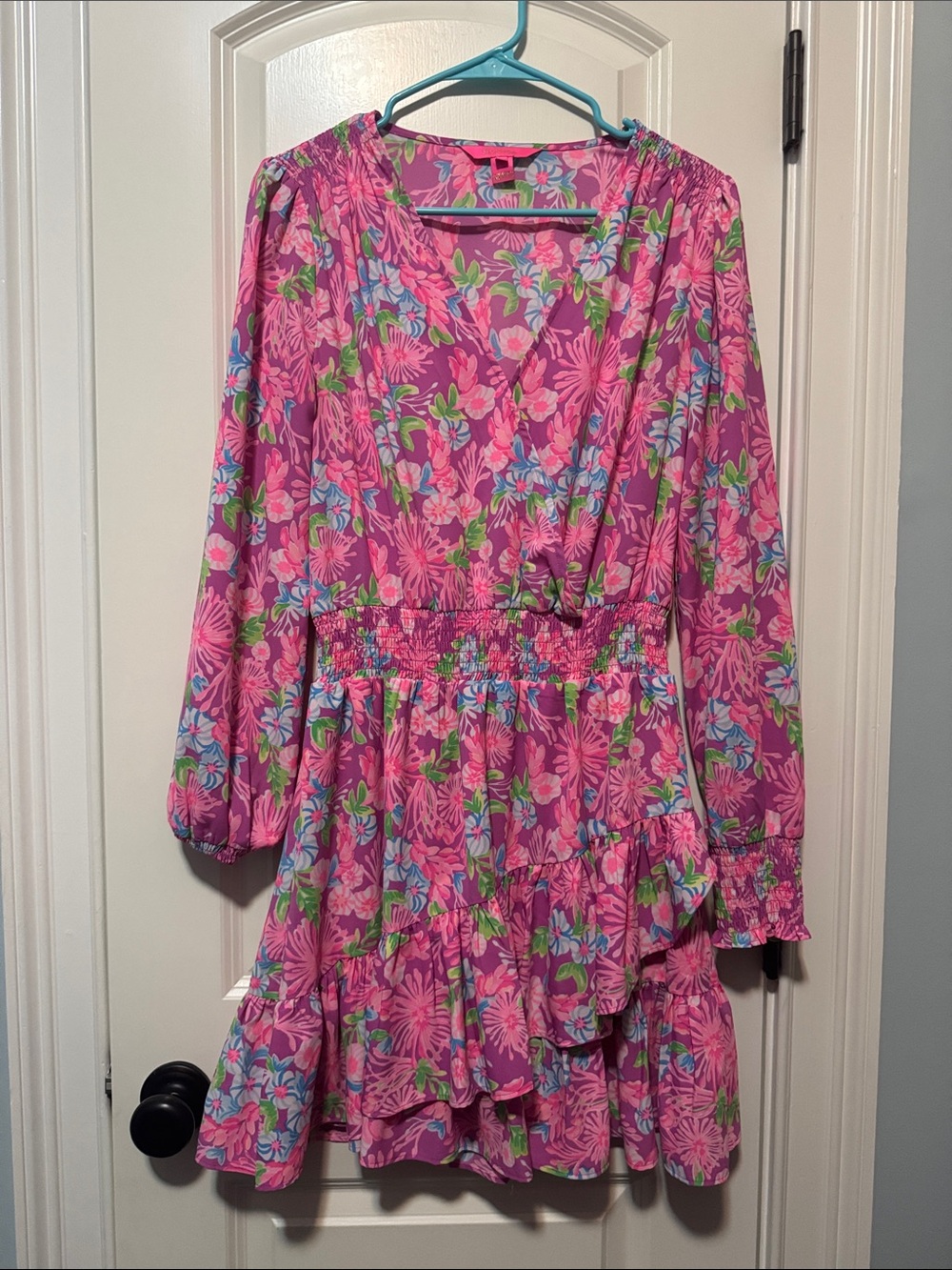 Lilly Pulitzer Pink Floral Ruffle Tiered Dress